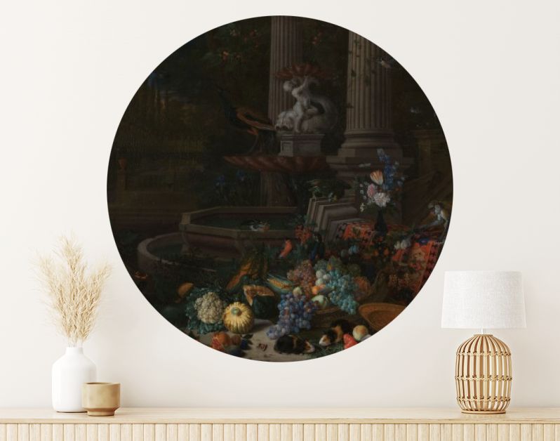 Stilleven van fruit bij een sierfontein, Peeter Gijsels, 1680 - 1690