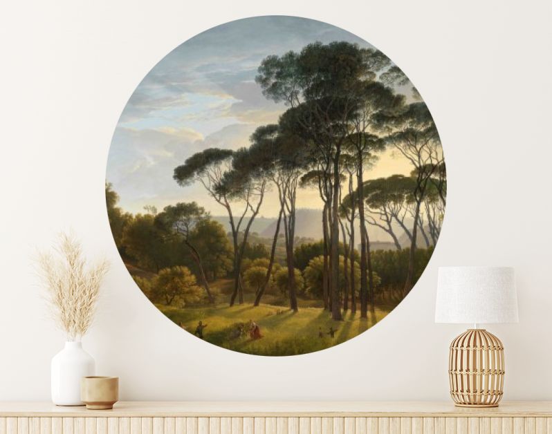 Italiaans landschap met parasoldennen, Hendrik Voogd, 1807