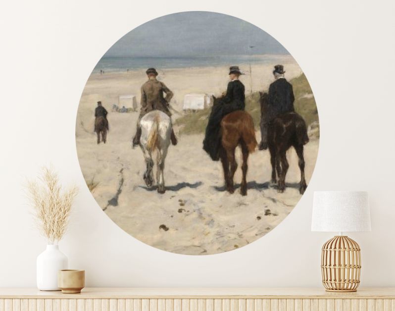 Morgenrit langs het strand, Anton Mauve, 1876