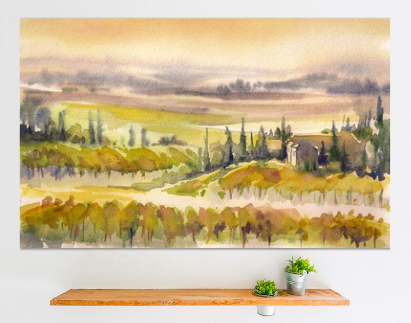 Toscane landschap. Aquarellen.