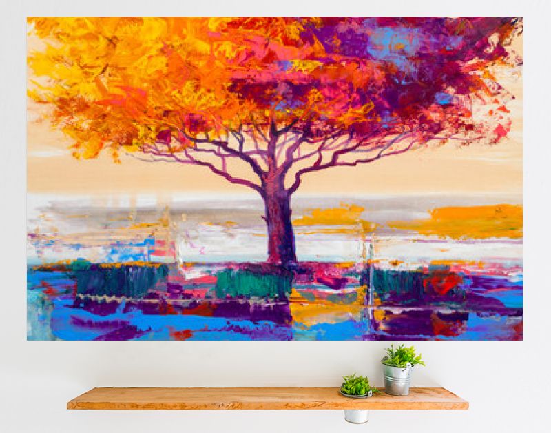 Boom olieverfschilderij, artistieke achtergrond