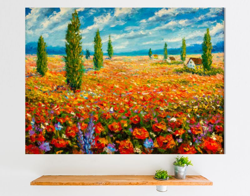 Bloemen schilderijen monet schilderij claude impressionisme verf landschap bloemenweide olie