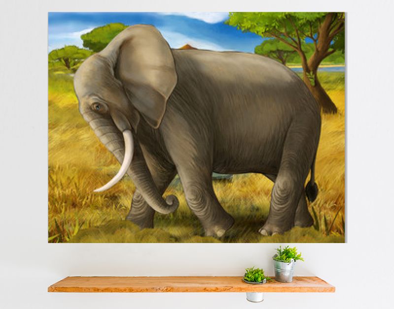 cartoonscène met olifantsafari-illustratie voor kinderen