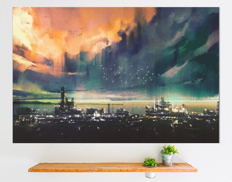 landschap digitaal schilderen van sci-fi stad