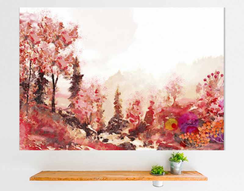 Aquarel herfst landschap.