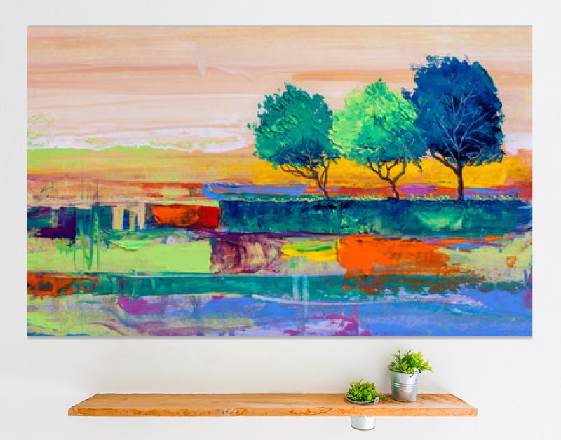 Bomen, olieverfschilderij, artistieke achtergrond