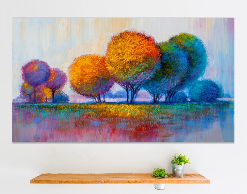 Bomen, olieverfschilderij, artistieke achtergrond