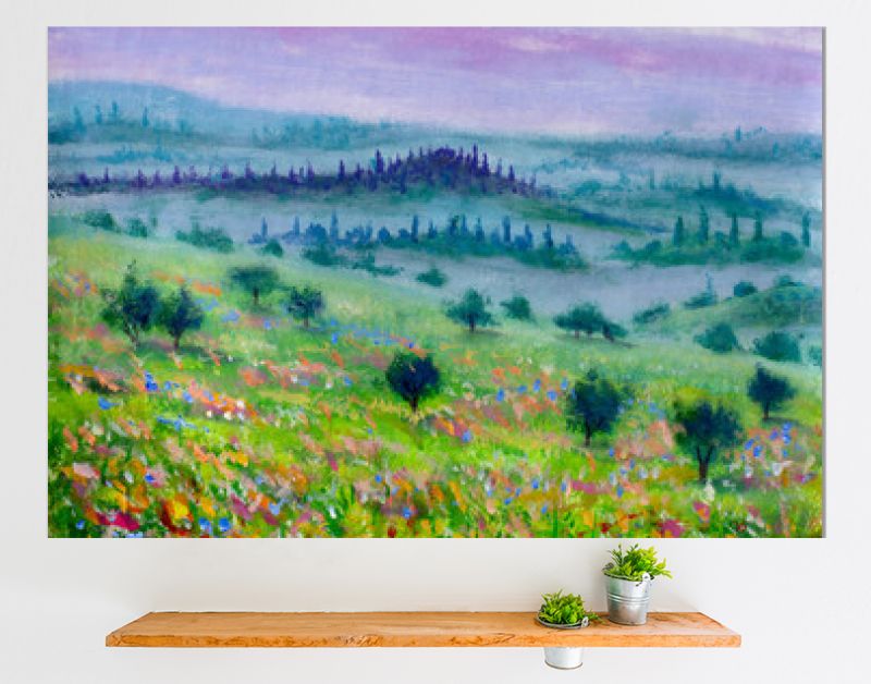 olieverf op canvas modern impressionisme berglandschap van Toscane