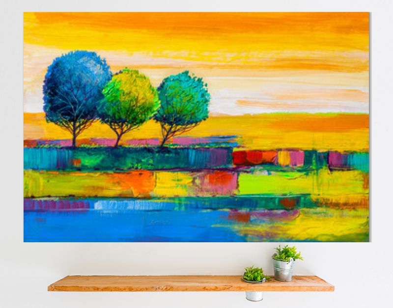 Bomen, olieverfschilderij, artistieke achtergrond