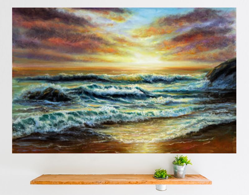 Zonsondergang boven de oceaankust