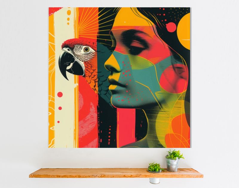 Popart woman with parrot2