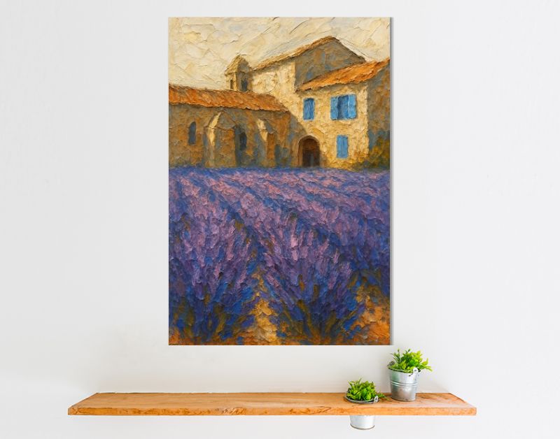 Lavendel in bloei bij oud klooster in Frankrijk