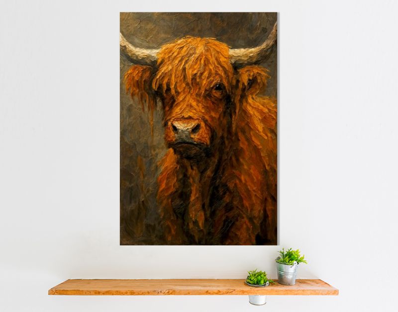 Schotse hooglander met ruige vacht en hoorns