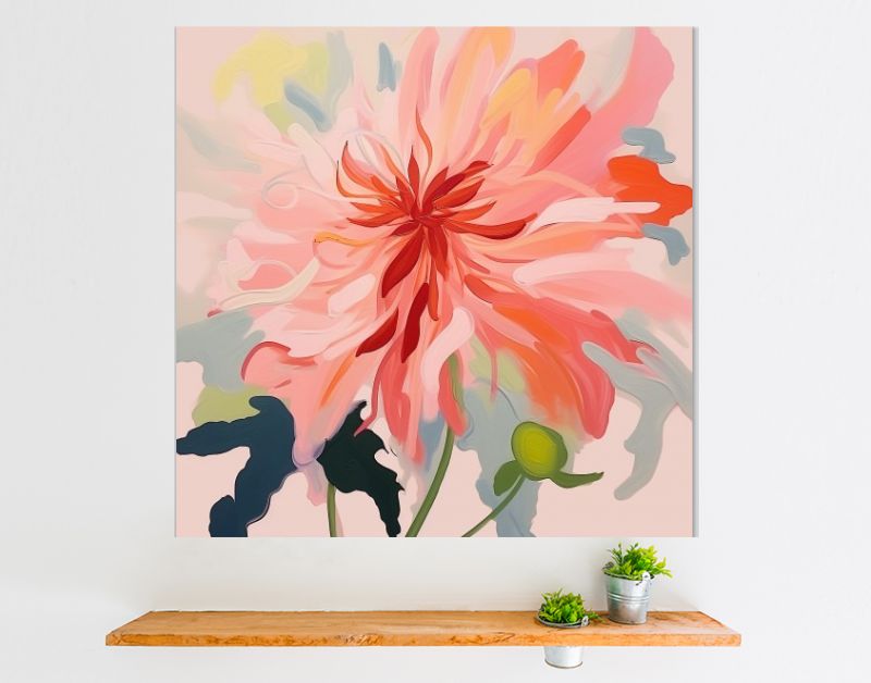 Abstract painted dahlia flower limited color