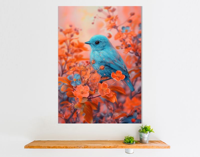 Blue bird & orange cherryblossom