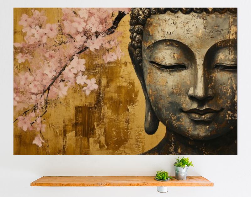 Gouden sereniteit onder roze bloesems