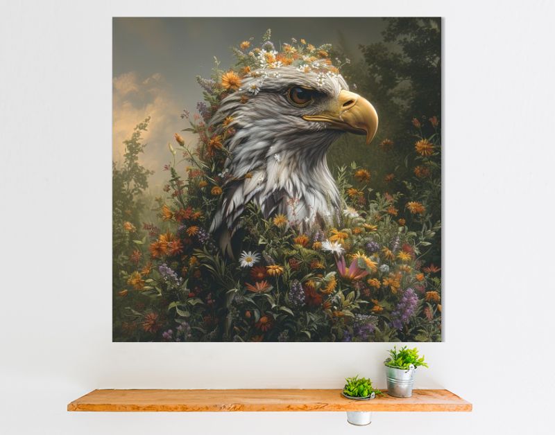 Arend met wilde bloemen