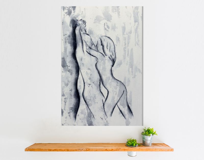 Abstract erotisch schilderij van man en vrouw