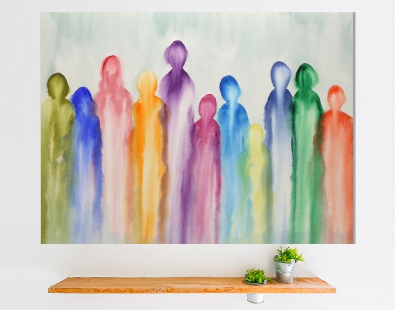 Een groep kleurrijke abstracte figuren