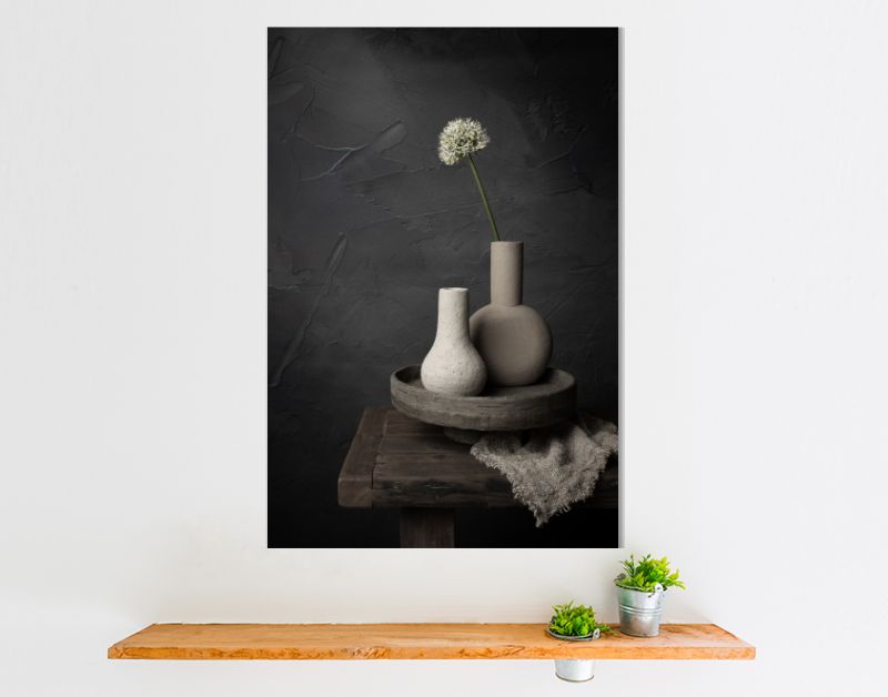 Stilleven met witte aliumbol