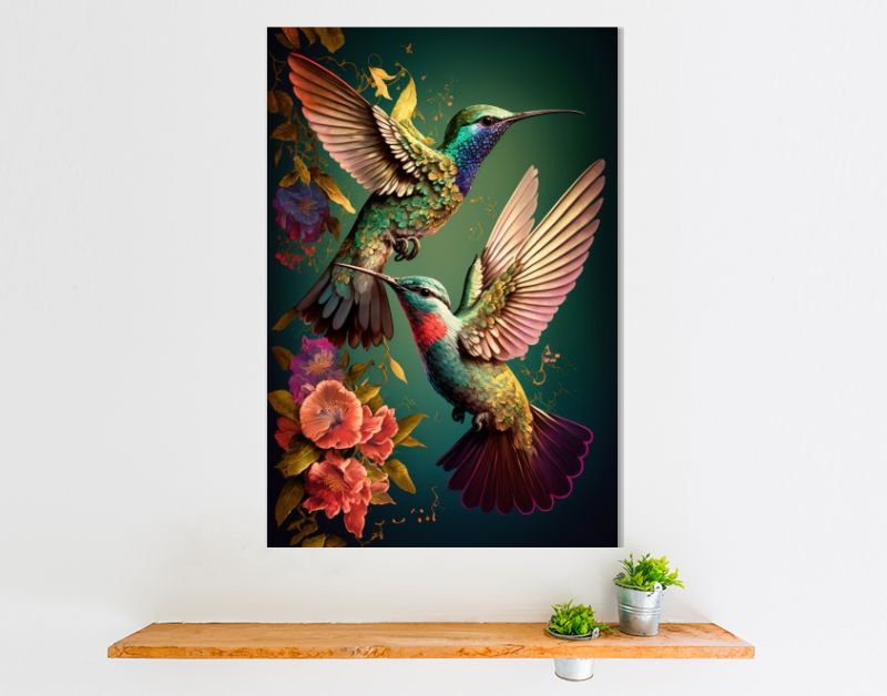 Hummingbirds met bloemen