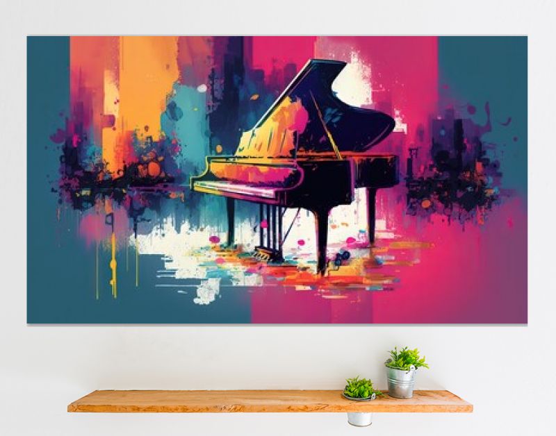 illustratie pop-art vintage stijl grunge textuur van piano en toetsenbord, generatieve Ai