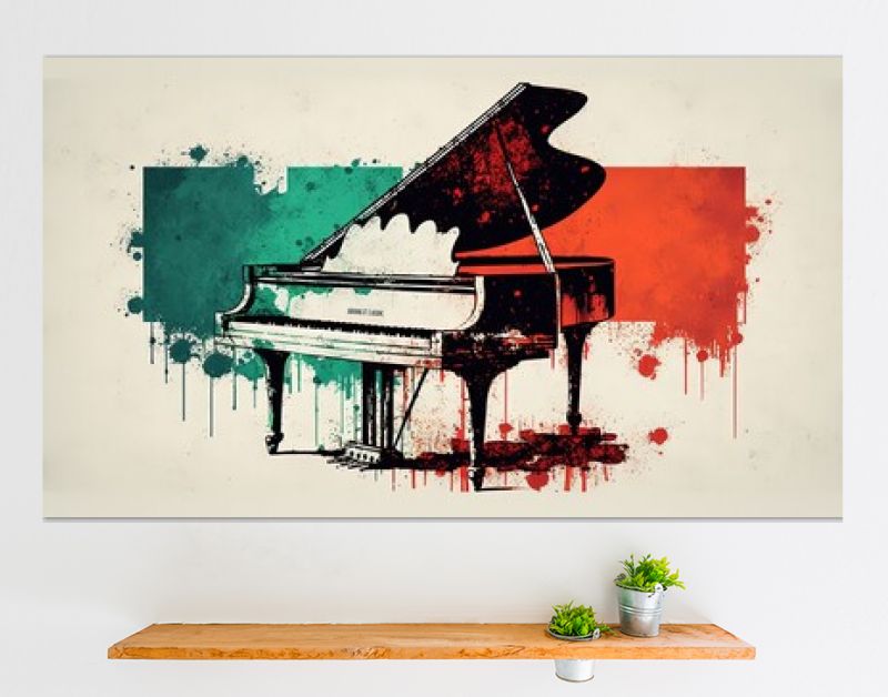 illustratie pop-art vintage stijl grunge textuur van piano en toetsenbord, generatieve Ai