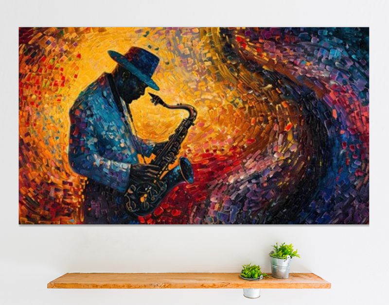 Een Amerikaanse man speelt muziek om een prettige, romantische sfeer te creëren. Hij is een saxofonist.