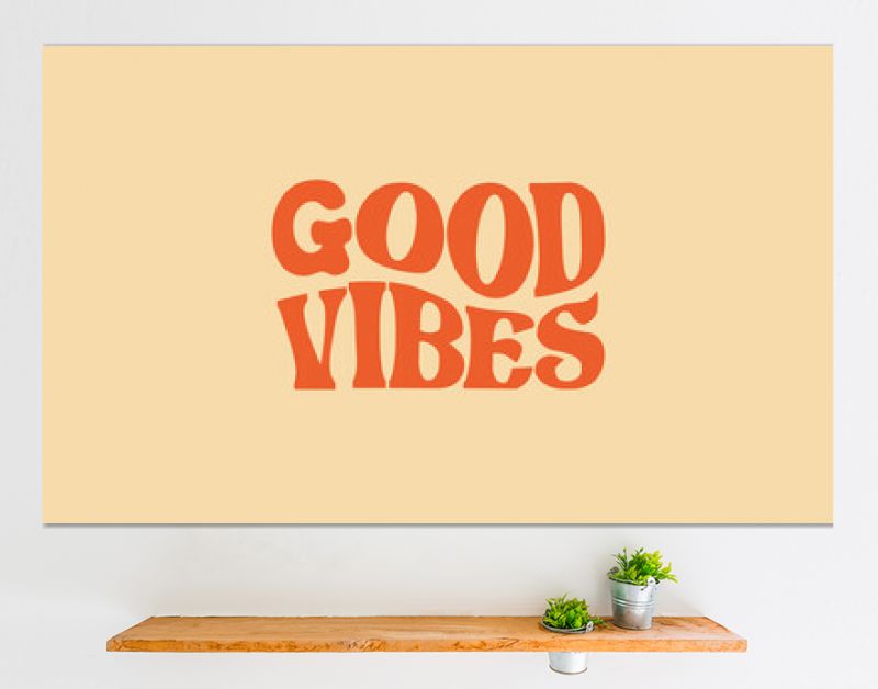 Good vibes only trendy wavy text design retro groovy  warp text typography design vector template for t shirt poster banner wall art	