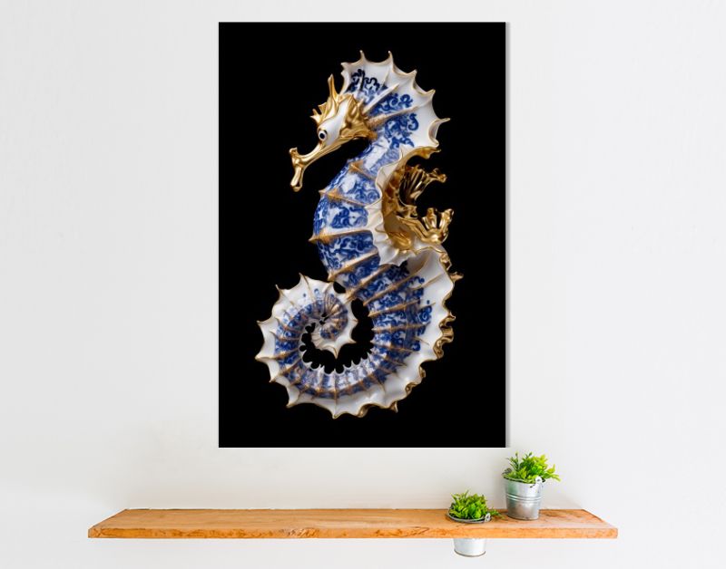 A Delft Blue Seahorse