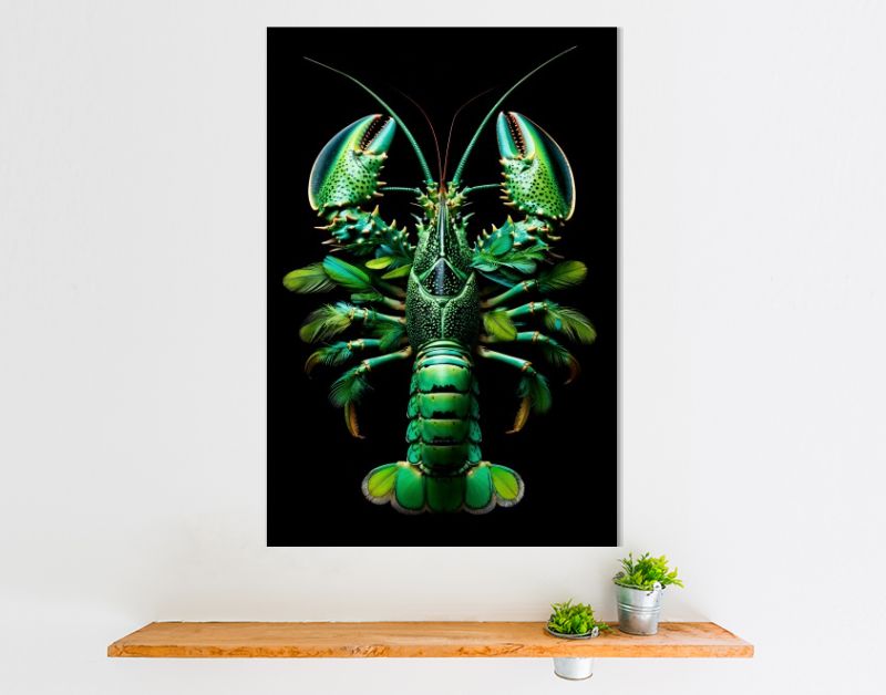 Lobster jungle green feathers