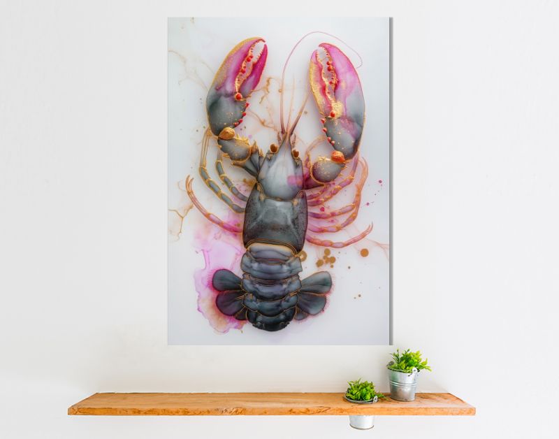 Lobster marble ink grey pink gold