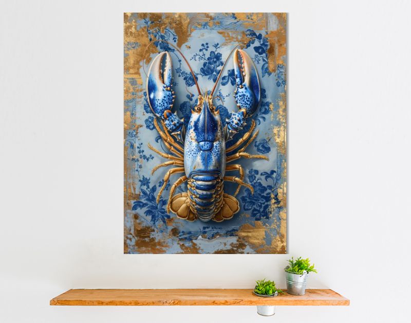 Painting Royal Delft Blue lobster