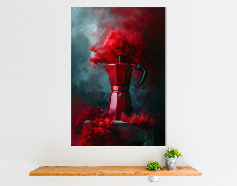 Percolator vurig rood met rook