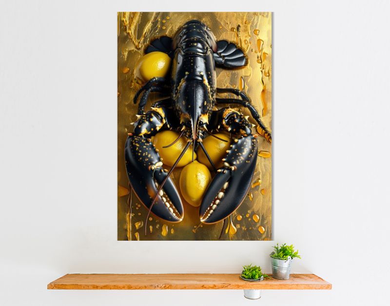 Zwarte kreeft met citroenen