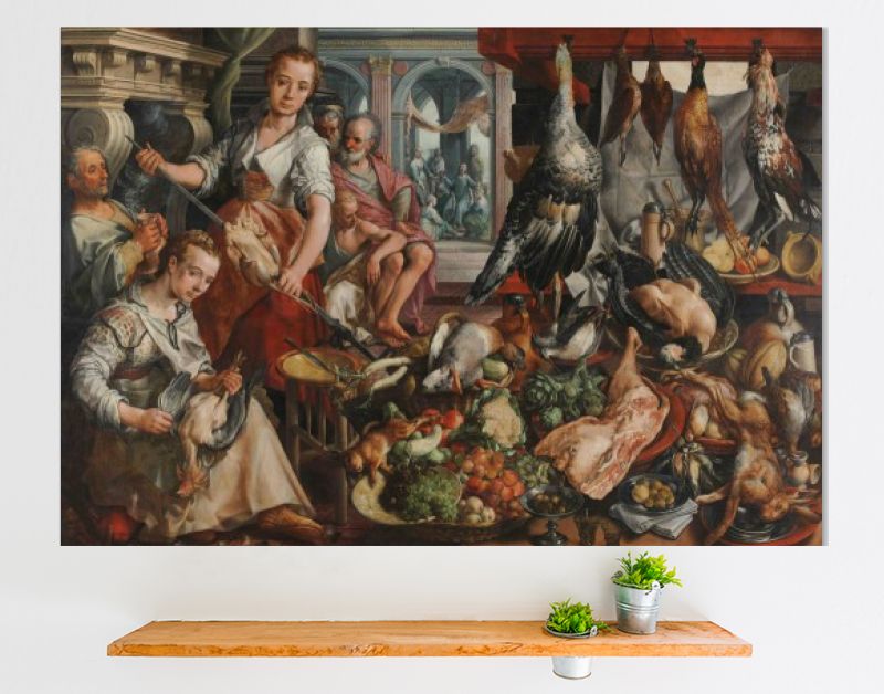 De welvoorziene keuken, Joachim Bueckelaer, 1566