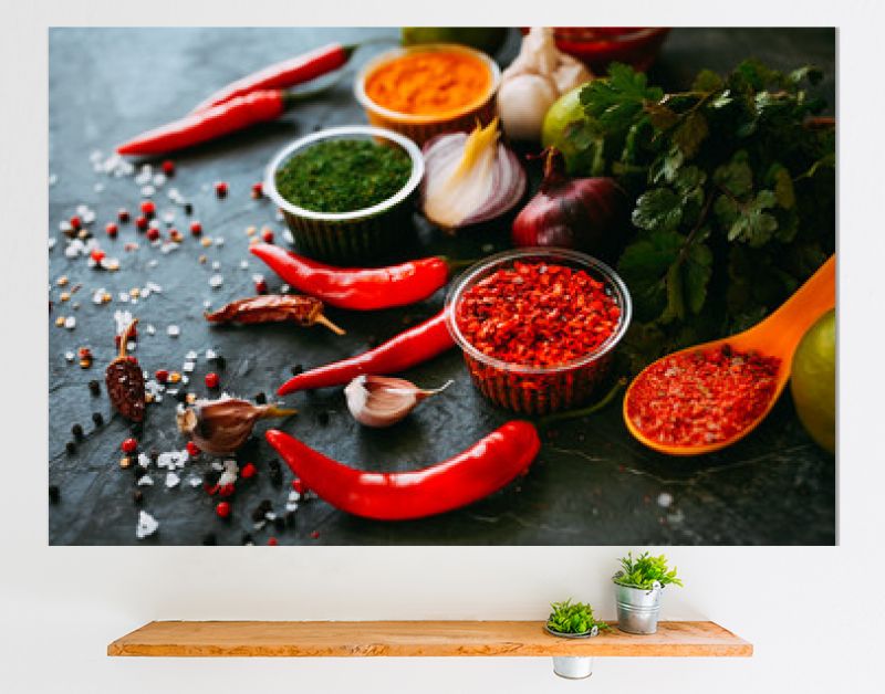 Spices on the black table