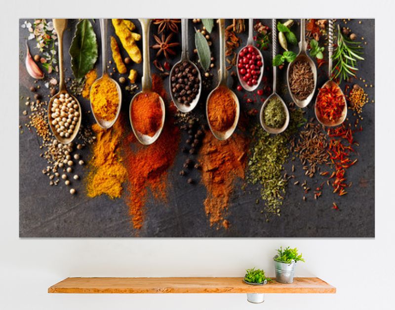 Spices on black background