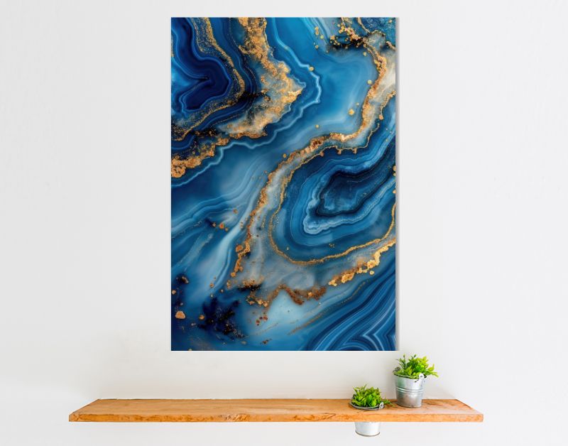 Blauw marmer met goud