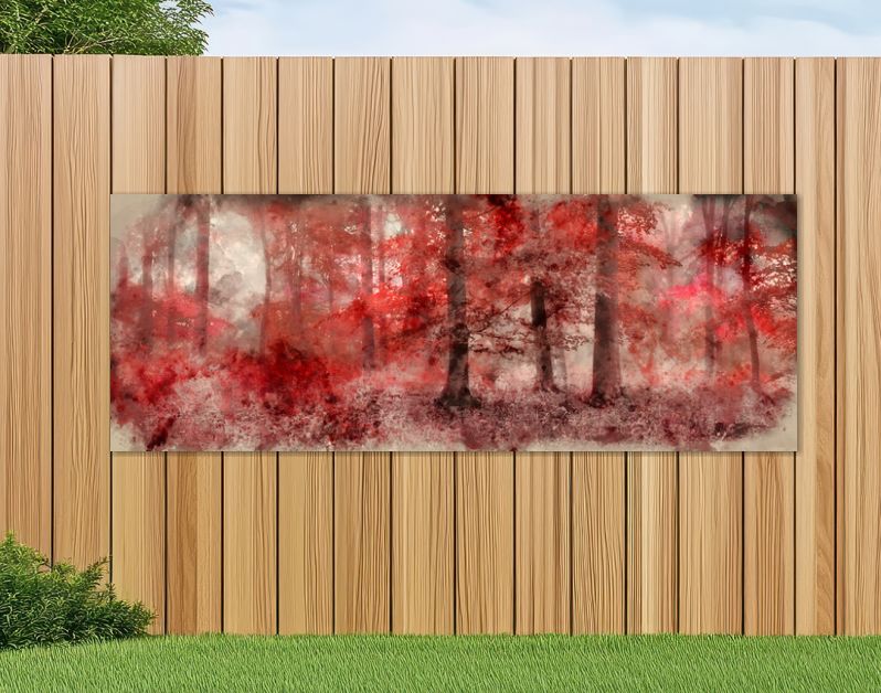 Aquarel schilderij van mooie surrealistische alternatieve kleur fantasie herfst herfst boslandschap conceptuele afbeelding