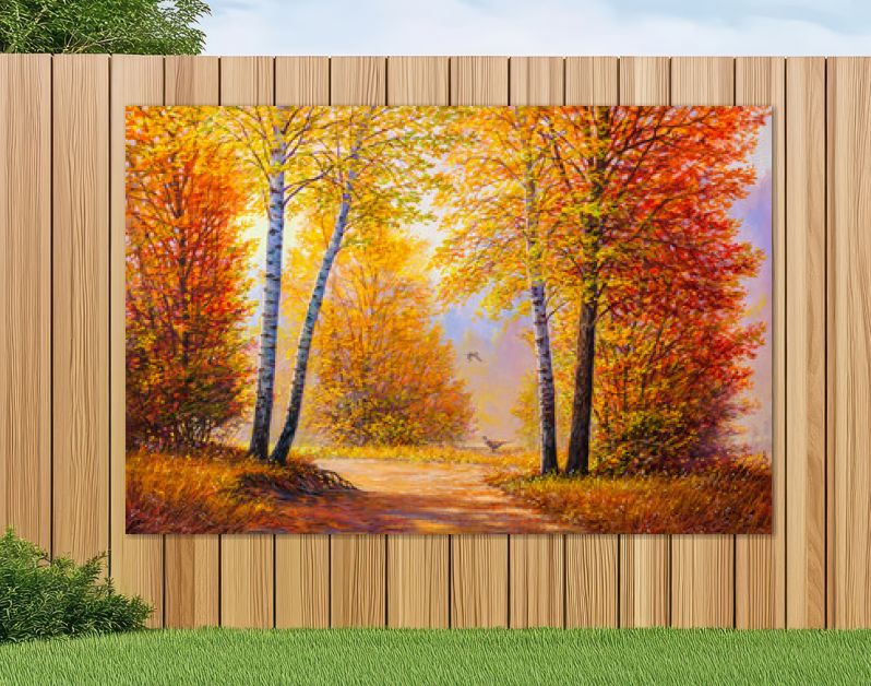 Fazanten in het herfstbos. Landschap met olieverfschilderij.