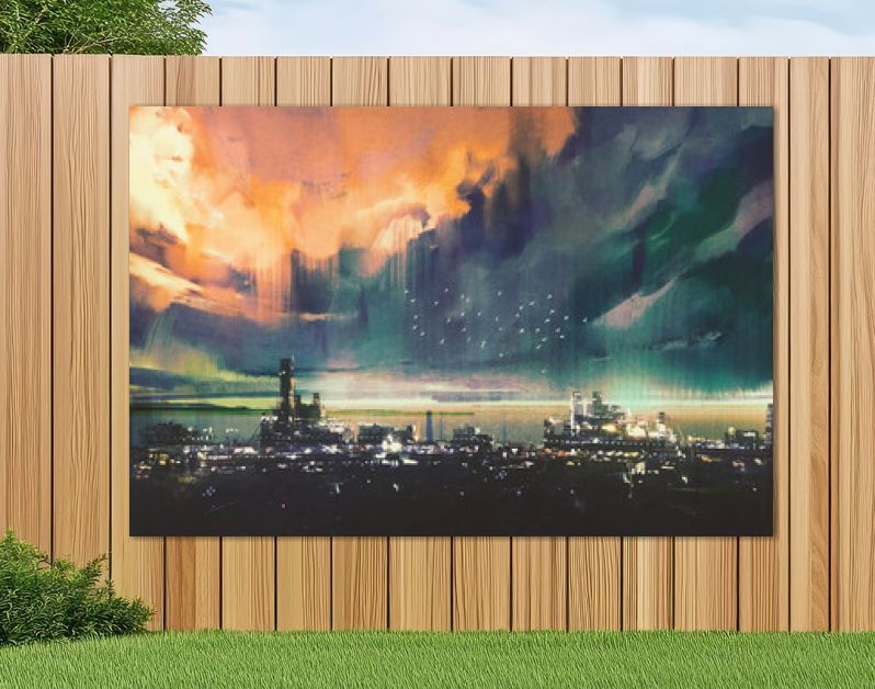 landschap digitaal schilderen van sci-fi stad