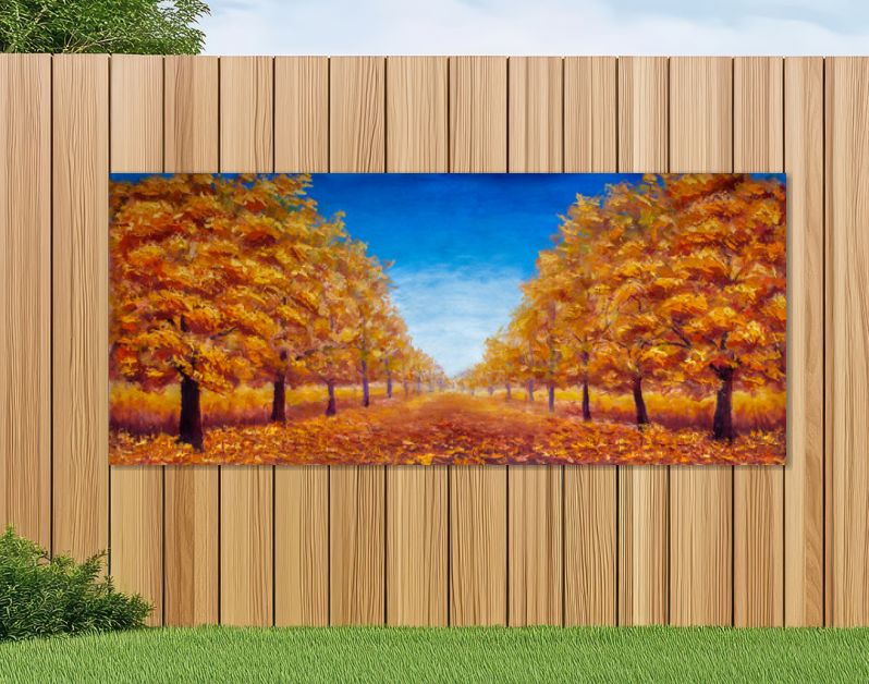 Herfst Olieverfschilderij landschap - kleurrijk herfstbos steegje park