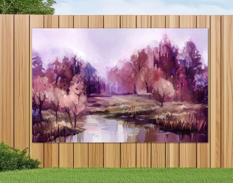 Olieverf schilderij kleurrijke herfst bomen. Vintage verfkleurenafbeelding van landschap, bos met geel, rood blad en meer. Herfst, herfst seizoen natuur achtergrond. Met de hand geschilderd impressionistisch, buitenlandschap