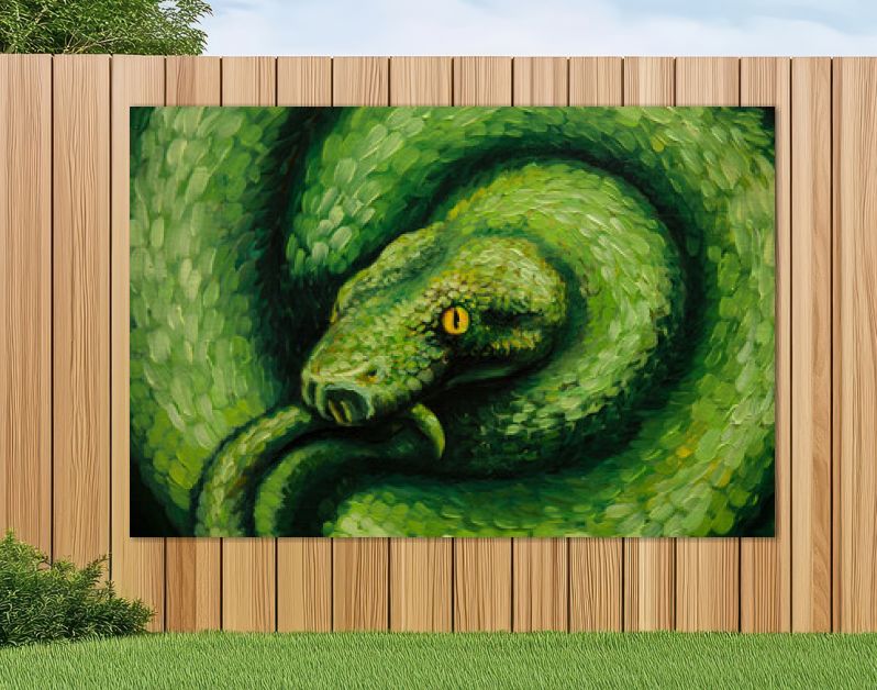 Olieverfschilderij, slang, handgemaakt