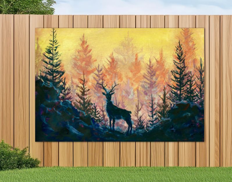 Herten en bos kunst schilderij illustratie dier landschap kunstwerk