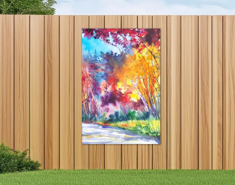 Waterverfillustratie van een prachtig helder herfstboslandschap