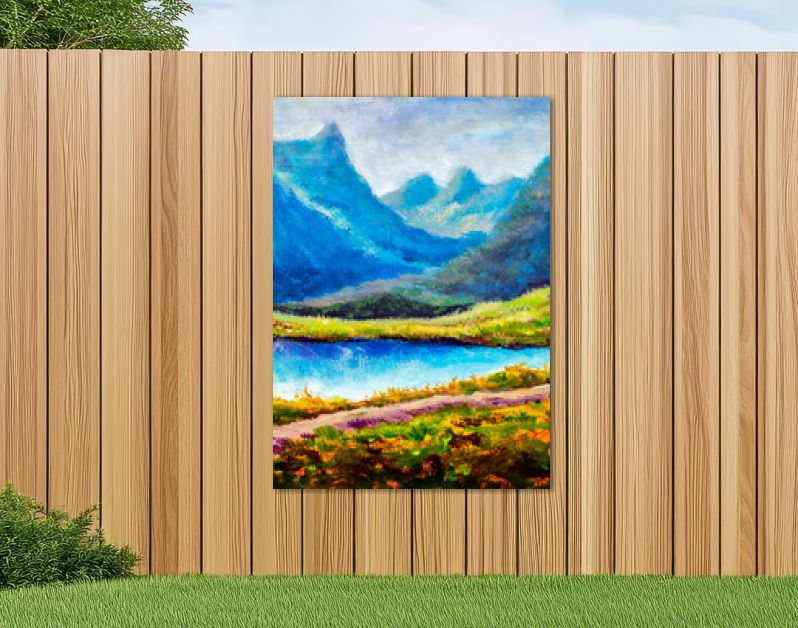 Berglandschap Origineel modern olieverfschilderij - prachtig meer in de bergen - hedendaagse beeldende kunst illustratie