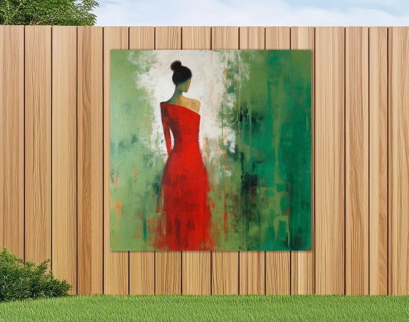 Woman in a red dress