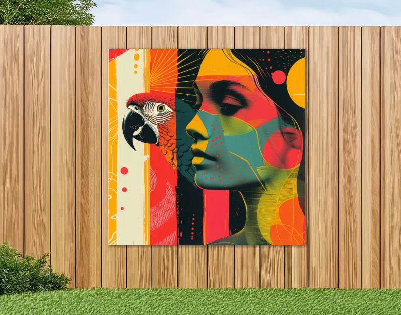 Popart woman with parrot2